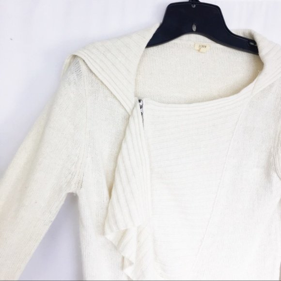J. Crew Factory Sweaters J Crew Cream Ruffle Merino Woolalpaca